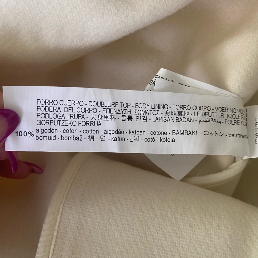 ZARA SRPLS ICE/CT 03 WOOL COAT OYSTER WHITE WOMEN - Picture 14 of 16